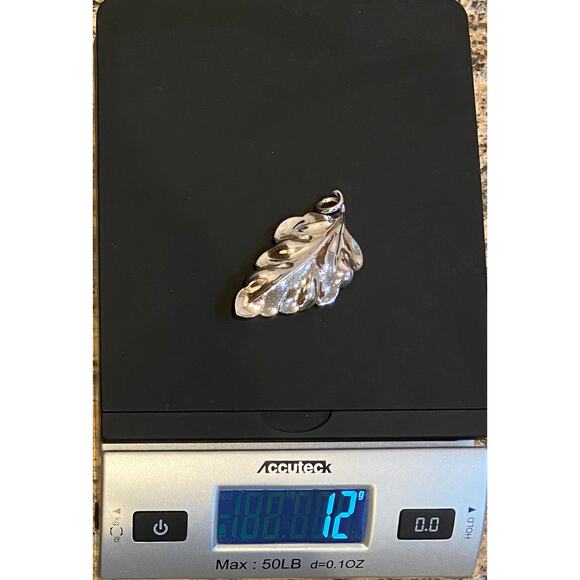 Vintage Old Crest Sterling Silver Oak Leaf Brooch Pin Pendant Textured Fall - Picture 9 of 11